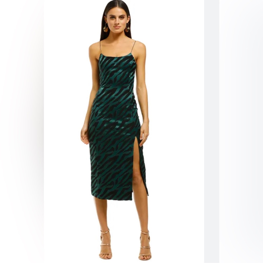 Bec and Bridge Emerald and Black zebra print dress